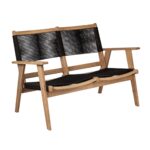 COFFEE Living Καναπές 2θέσιος Καθιστικού Βεράντας-Κήπου, ΑκακίαΦυσικό-Rope Wicker Μαύρο 119x71x84cm - Image 9