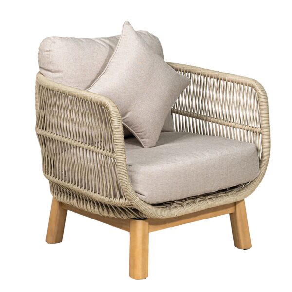 MARK Set Σαλόνι Κήπου 4τεμ, Acacia Φυσικό, Μαξιλάρια Μπεζ Rope Wicker Μπεζ 2 Πολυθρ+1 Καναπ+1 Τραπεζάκι - Image 14