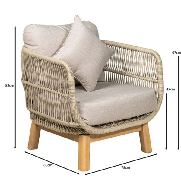 MARK Set Σαλόνι Κήπου 4τεμ, Acacia Φυσικό, Μαξιλάρια Μπεζ Rope Wicker Μπεζ 2 Πολυθρ+1 Καναπ+1 Τραπεζάκι - Image 19