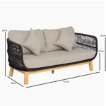 MARK Set Σαλόνι Κήπου 4 τεμαχίων Acacia Φυσικό, Rope Wicker Μαύρο, Μαξιλάρια Μπεζ 2 Πολυθρόνες+Καναπές+Τραπεζάκι - Image 19