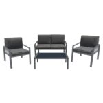 RIVIAN Set Σαλόνι Κήπου 4τεμ, Μέταλλο Βαφή Ανθρακί, Μαξιλάρια Γκρι 90x50x35/120x79x73/65x79x73 cm - Image 5