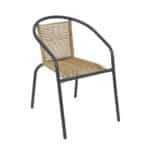 MIKA Πολυθρόνα Στοιβαζόμενη Κήπου, Μέταλλο Βαφή Ανθρακί, PE Rattan Φυσικό 54x69x73cm - Image 4