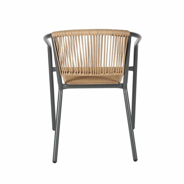 PATTY Πολυθρόνα Στοιβαζόμενη Κήπου, Μέταλλο Βαφή Ανθρακί, PE Rattan Φυσικό 54x69x73cm - Image 7