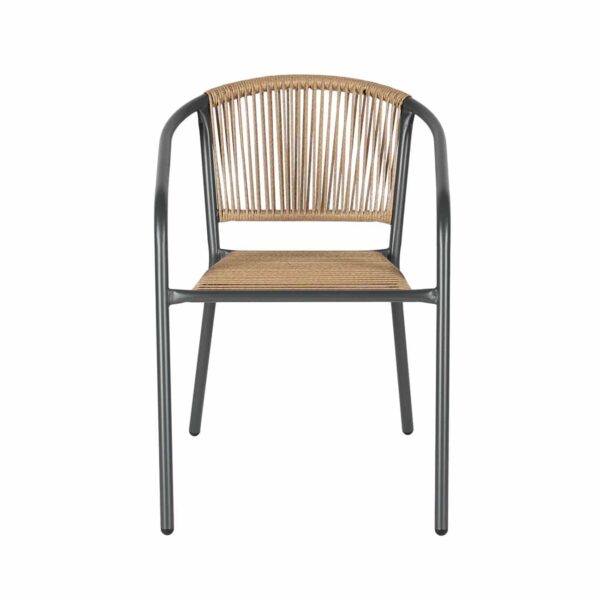 PATTY Πολυθρόνα Στοιβαζόμενη Κήπου, Μέταλλο Βαφή Ανθρακί, PE Rattan Φυσικό 54x69x73cm - Image 8