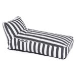 TACO MAX Πουφ Ξαπλώστρα Ανάκλιντρο, 100% Αδιάβροχο Ύφασμα Ριγέ Άσπρο/Γκρι 70x150x65cm - Image 4