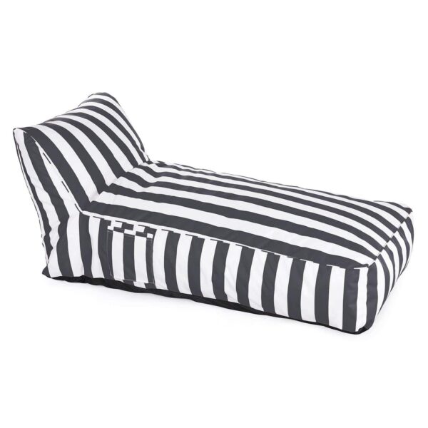 TACO MAX Πουφ Ξαπλώστρα Ανάκλιντρο, 100% Αδιάβροχο Ύφασμα Ριγέ Άσπρο/Γκρι 70x150x65cm - Image 4