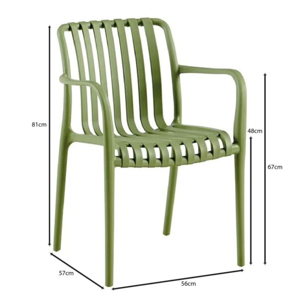 MODA-N Πολυθρόνα Στοιβαζόμενη PP, Στοιβαζόμενη Απόχρωση Πράσινο 56x57x81cm - Image 6