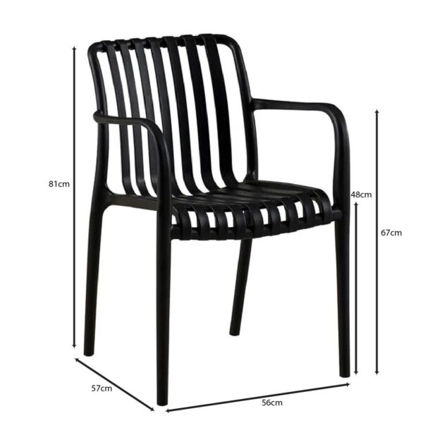 MODA-N Πολυθρόνα Στοιβαζόμενη PP, Στοιβαζόμενη Απόχρωση Μαύρο 56x57x81cm - Image 6