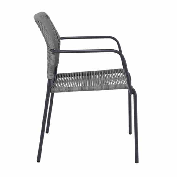 LUIGI Πολυθρόνα Βεράντας-Κήπου Μέταλλο Βαφή Ανθρακί, Rope Wicker Γκρι, Στοιβαζόμενη 52x61x79cm - Image 9