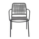 LUIGI Πολυθρόνα Βεράντας-Κήπου Μέταλλο Βαφή Ανθρακί, Rope Wicker Γκρι, Στοιβαζόμενη 52x61x79cm - Image 11