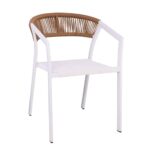 PARMA Πολυθρόνα Βεράντας-Κήπου ALU Άσπρο, Rope Wicker Φυσικό, Textilene Άσπρο, Στοιβαζόμενη 55x58x78cm - Image 8