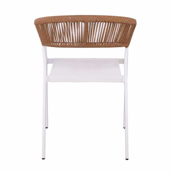 PARMA Πολυθρόνα Βεράντας-Κήπου ALU Άσπρο, Rope Wicker Φυσικό, Textilene Άσπρο, Στοιβαζόμενη 55x58x78cm - Image 10