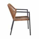 DINA Πολυθρόνα Βεράντας-Κήπου ALU Ανθρακί, Rope Wicker Φυσικό, Στοιβαζόμενη 56x60x84cm - Image 9