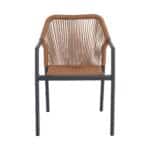 DINA Πολυθρόνα Βεράντας-Κήπου ALU Ανθρακί, Rope Wicker Φυσικό, Στοιβαζόμενη 56x60x84cm - Image 11