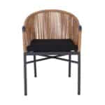 BRAGA Πολυθρόνα Βεράντας-Κήπου ALU Ανθρακί, Wicker Φυσικό, Μαξιλάρι Μαύρο 57x58x77cm - Image 11