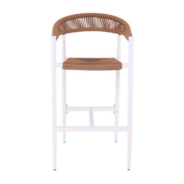 MADY Σκαμπό Bar, ALU Άσπρο, Rope Wicker Φυσικό 56x58x105cm - Image 11