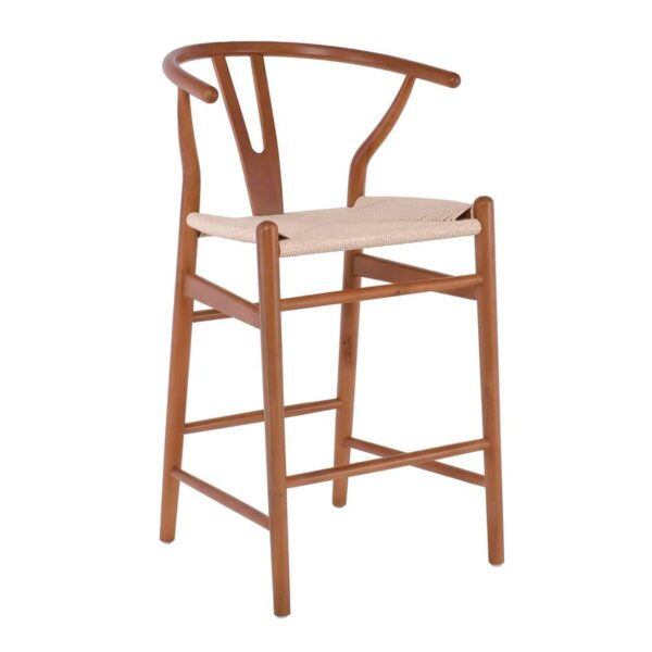 LIMA Σκαμπό BAR, Ξύλο Οξιά, Καρυδί, Κάθισμα Paper Rope Φυσικό (ύψος καθ.67cm) 55x53x67/98cm - Image 8