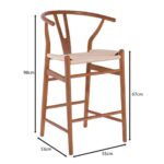 LIMA Σκαμπό BAR, Ξύλο Οξιά, Καρυδί, Κάθισμα Paper Rope Φυσικό (ύψος καθ.67cm) 55x53x67/98cm - Image 12