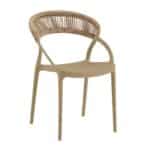 DORA Πολυθρόνα Στοιβαζόμενη, PP Tortora, Rope Wicker Φυσικό 53x61x78cm - Image 5