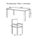 RIO Set Τραπεζαρία Κήπου Μέταλλο Βαφή Μπεζ, Textilene Μπεζ: Τραπέζι + 6 Πολυθρόνες Table:150x90x71 Armch:55x74x91 - Image 6