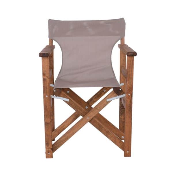 Σκηνοθέτη Πολυθρόνα Οξιά, Βαφή Εμποτισμού Καρυδί, Textilene Sand Beige, Πτυσσόμενη 60x51x85cm - Image 11