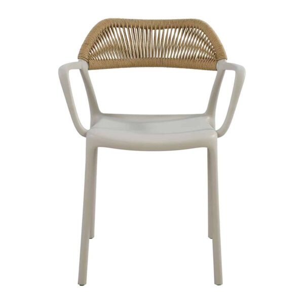 DOLLI Πολυθρόνα Στοιβαζόμενη, PP-UV Γκρι, Rope Wicker Φυσικό 58x53x77cm - Image 11