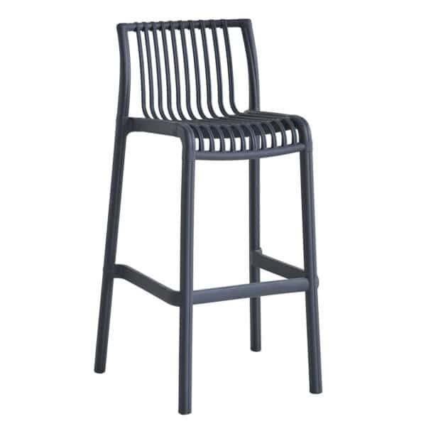 MODENA Σκαμπό Bar Στοιβαζόμενο PP-UV Protection Ανθρακί 50x43x76/100cm - Image 4