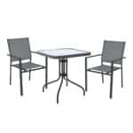 LANSON - BALENO Set Τραπεζαρία Μέταλλο Ανθρακί, Textilene Γκρι: Τραπέζι + 2 Πολυθρόνες Table:70x70x70 Chair:55x55x86 - Image 4