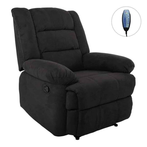 JULIA Massage Πολυθρόνα Relax Σαλονιού - Καθιστικού, Ύφασμα Μαύρο 93x90x100cm - Image 2