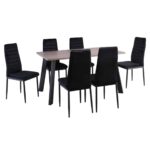 JETTA-BAXTER Τραπεζαρία Μέταλλ ο Βαφή Μαύρο, Τραπέζι Sonoma Oak + 6 Καρέκλες Velure Μαύρο Table:140x80x75 Chair:40x50x95 - Image 4