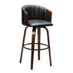 ENZO Σκαμπό Bar Καρυδί, Pu Μαύρο 50x50x78/103cm - Image 6