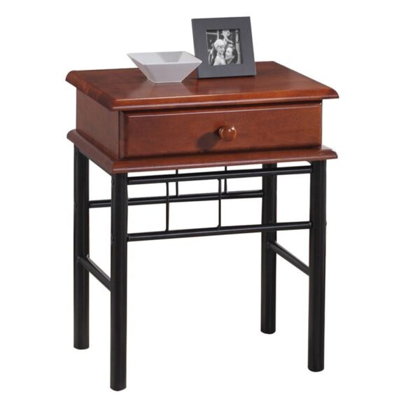 FLORA Κομοδίνο Μέταλλο Βαφή Μαύρο, Ξύλο Καρυδί 33x45x59cm - Image 3