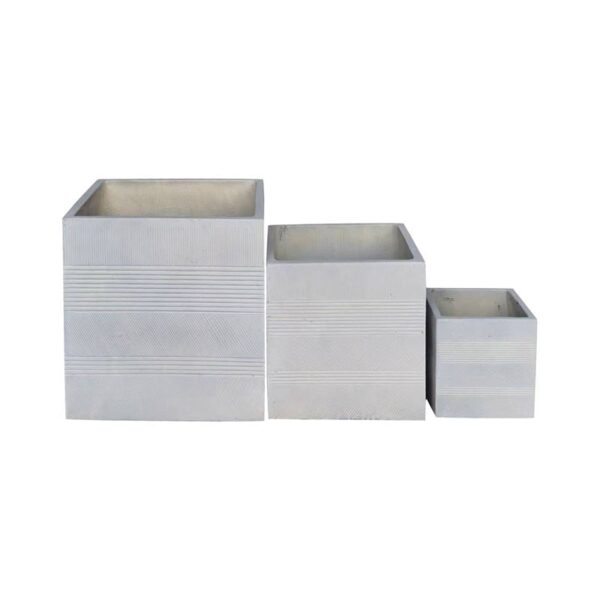 FLOWER POT-11 Set 3 τεμαχίων Σαγρέ Απόχρωση Beige 22x22x22 cm, 35x35x35cm, 45x45x45cm Set 3 τεμαχίων - Image 3