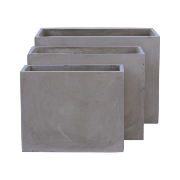 FLOWER POT-2  Set 3 τεμαχίων Cement Grey 50x20x40 - 60x30x45 - 70x40x50 - Image 3