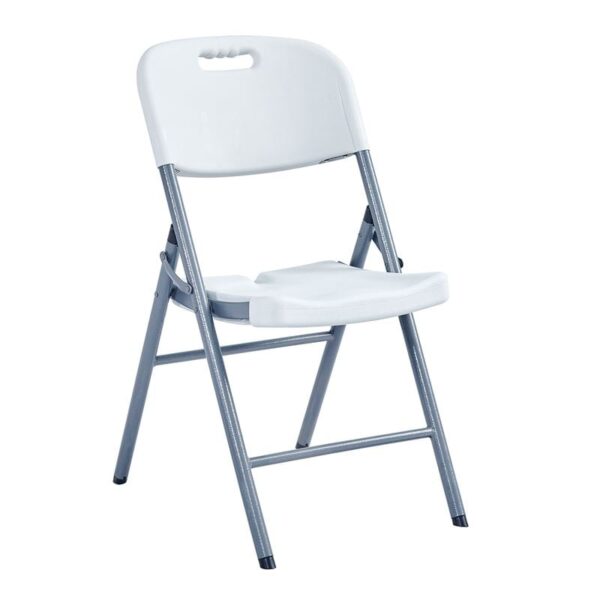 BLOW Καρέκλα Πτυσσόμενη, Μέταλλο Βαφή Γκρι, HDPE Άσπρο 56x47x84cm - Image 4