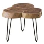 FUEGO-3 Τραπεζάκι Σαλονιού Καθιστικού, Μέταλλο Βαφή Μαύρο, Ξύλο Ακακία Φυσικό +/-50x50x42cm - Image 3