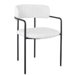 GILLAN Πολυθρόνα Μέταλλο Βαφή Μαύρο, Ύφασμα Teddy, Απόχρωση Άσπρο 54x54x81cm - Image 4