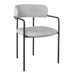 GILLAN Πολυθρόνα Μέταλλο Βαφή Μαύρο, Ύφασμα Teddy, Απόχρωση Γκρι 54x54x81cm - Image 4