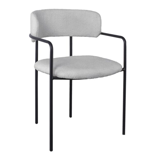 GILLAN Πολυθρόνα Μέταλλο Βαφή Μαύρο, Ύφασμα Teddy, Απόχρωση Γκρι 54x54x81cm - Image 4