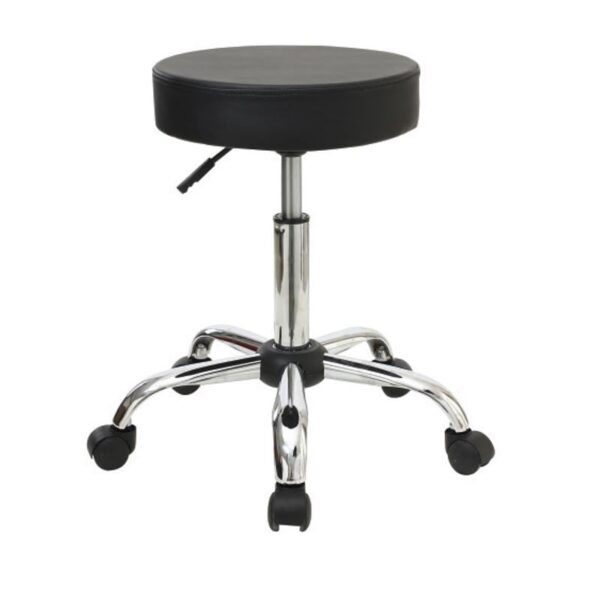 GLORY Σκαμπό, Βάση Χρώμιο, PU Μαύρο, Ρυθμιζόμενο Ύψος, Περιστρεφόμενο, Τροχήλατο Φ35 H.51/67cm - Image 3