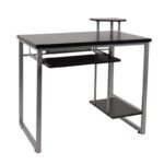 ΓΡΑΦΕΙΟ με Βάση Η/Υ και Ράφι Πληκτρολογίου, Μέταλλο Βαφή Silver, MDF απόχρωση Wenge 85x55x76/87cm - Image 3