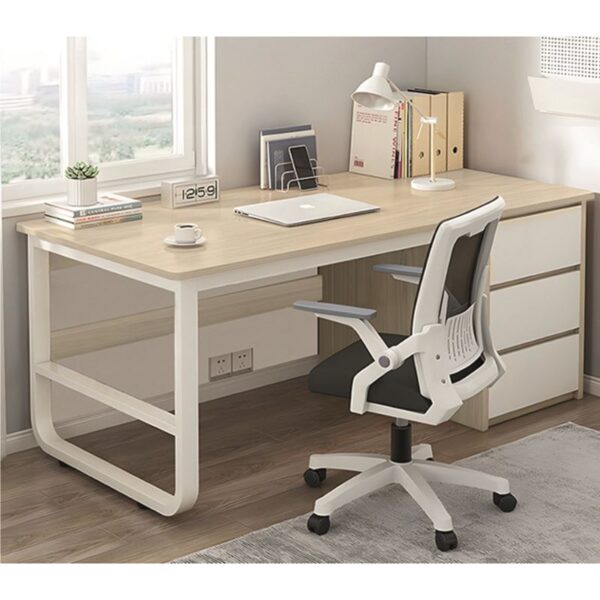 ΓΡΑΦΕΙΟ με 3 Συρτάρια Μέταλλο Βαφή Άσπρο - Φυσικό 120x48x74cm - Image 3