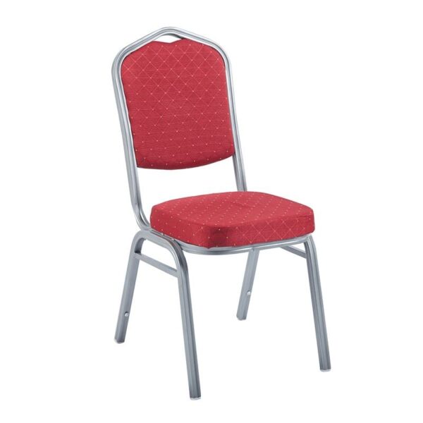 HILTON Καρέκλα Μέταλλο Βαφή Silver, Ύφασμα Κόκκινο 44x55x93cm - Image 3
