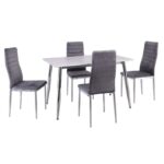 JETTA-DATUM Τραπεζαρία Κουζίνας Χρώμιο, Τραπέζι Mdf Άσπρο + 4 Καρέκλες Velure Γκρι Table:120x80x75 Chair:40x50x95 - Image 3