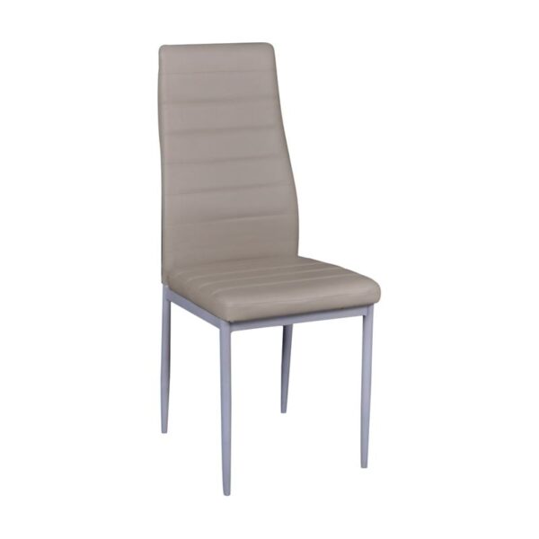 JETTA Καρέκλα Τραπεζαρίας Κουζίνας, Μέταλλο Βαφή Γκρι Pvc Cappuccino 40x50x95cm - Image 4