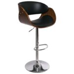 JOY Σκαμπό BAR με Πλάτη, Βάση Χρώμιο, Καρυδί - PU Μαύρο, Ρυθμιζόμενο Ύψος 58x51x62/92-83/113cm - Image 7