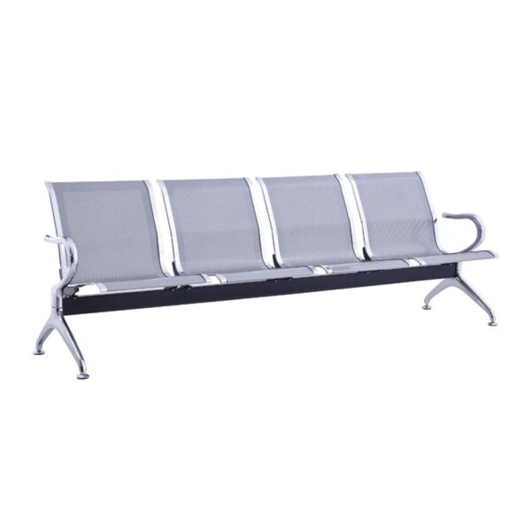 Κάθισμα Αναμονής - Υποδοχής 4 Θέσεων, Μέταλλο Χρώμιο Mesh Γκρι 237x58x77cm - Image 3