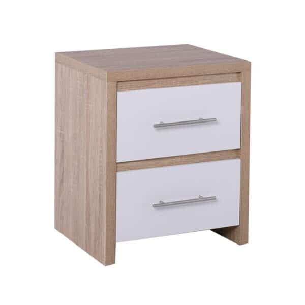 KENNEL Κομοδίνο 2 Συρτάρια, Απόχρωση Sonoma Άσπρο 47x39x57cm - Image 4