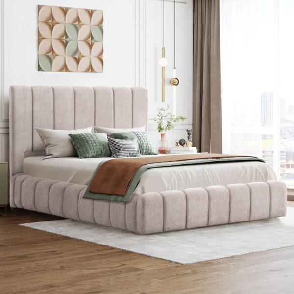 ΚΡΕΒΑΤΙ ΔΙΠΛΟ ΜΕ ΣΤΡΩΜΑ & ΑΠΟΘ.ΧΩΡΟ REMO HM21167 ΜΠΕΖ ΜΠΟΥΚΛΕ--ΓΙΑ 160x200εκ - Image 2