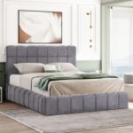 ΚΡΕΒΑΤΙ ΔΙΠΛΟ ΜΕ ΣΤΡΩΜΑ & ΑΠΟΘ.ΧΩΡΟ RAMON HM21168 ΓΚΡΙ ΜΠΟΥΚΛΕ--ΓΙΑ 160x200εκ - Image 2